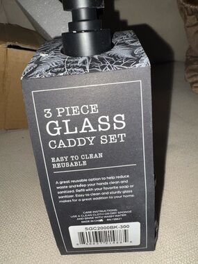 3-Piece Glass Caddy Set - Black